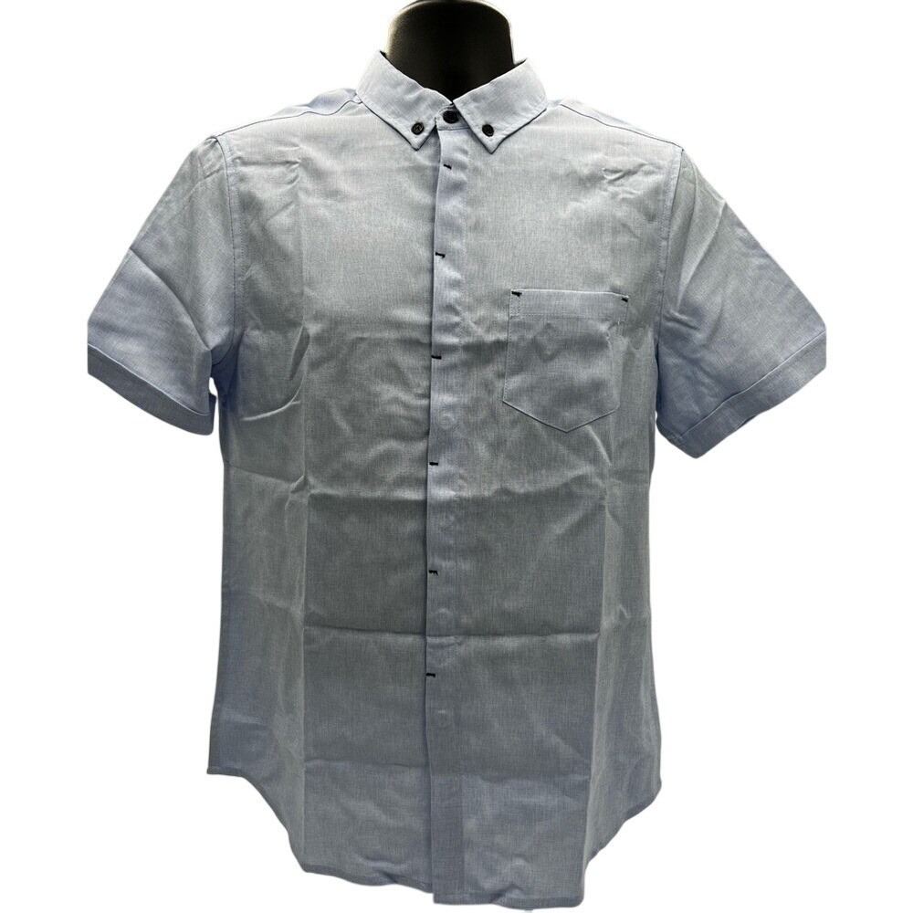 PJ Paul Jones Mens Short Sleeve‎ Button Down Shirt Light Blue Heathered Small